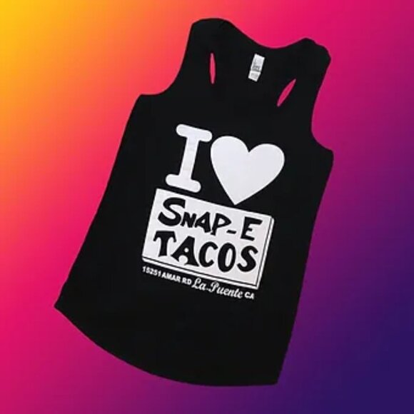 Authentic Women's Snap-E Tacos La Puente Black Tank Top - Picture 1 of 6